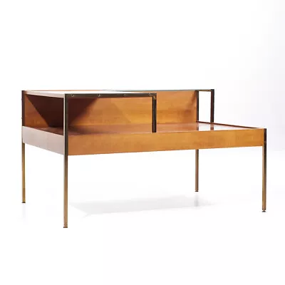 Milo Baughman For Murray Furniture Mid Century Maple And Brass Corner Side Table • $3295