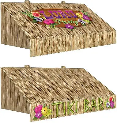 £13.21 • Buy Hawaiian Luau Awning Party Wall Decoration Straw Look Hawaiian Tiki Party