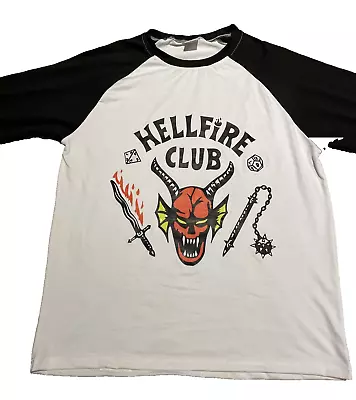 Stranger Things The Hellfire Club T Shirt Top Unisex Size XL 3/4 Raglan Sleeves • $13.88