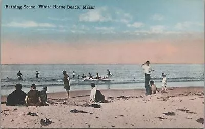 Postcard Bathing Scene White Horse Beach MA  • $20