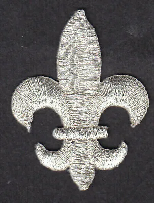 $2.99 • Buy FLEUR DE LIS Silver Iron On Patch Mardi Gras