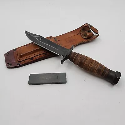 Vintage Ontario 2-80 Pilot Survival Knife W/ Sheath & Stone • $66.45