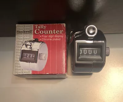 Vintage Stockwell 4 Digit Tally Counter Manual Metal With Finger Ring In Box • $10
