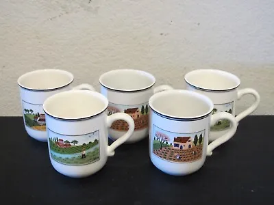 (5) Villeroy & Boch Design Naif Mugs 3 1/2  • $64.99