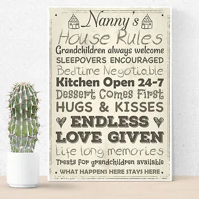 £6.29 • Buy Nanny's House Rules Mum Nan Grandma Grandad Mother's Day Home Decor Sign Gifts
