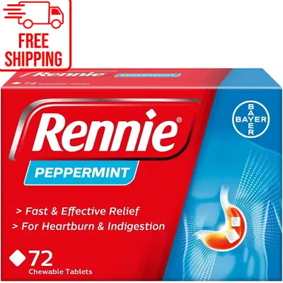 £8.40 • Buy Rennie Antacids Peppermint Flavour Heartburn Relief Acid Reflux 72 Tablets UK