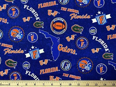 UNIVERSITY OF FLORIDA GATORS  Hm St 1/4 Yard (9” X 42”) 100% Cotton Fabric • $4.99