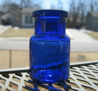 Cobalt Blue 2 3/8  Tall Cork Type Glass Bottle • $12