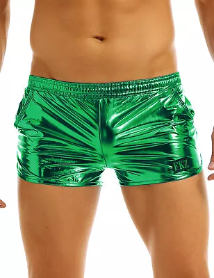 US Men Sexy Shiny Metallic Underwear Boxer Briefs Shorts Panties Trunks Clubwear • $10.56