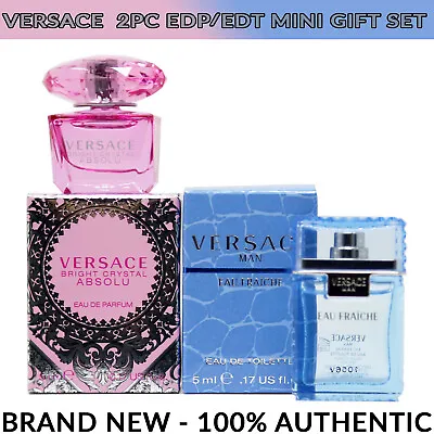 2pc Mini Gift Versace Bright Crystal Absolu EDP 5ml And Man Eau Fraiche EDT 5ml • $20.89