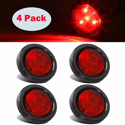 4x 2  Inch Round Red Side Marker Clearance LED Trailer Truck Lights 12V Sealed • $17.96