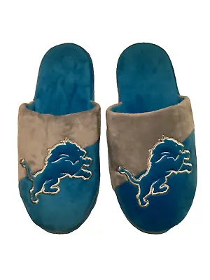 Detroit Lions Mens Gray And Blue Memory Foam Slippers Size M 9-10  NWOT • $14.99