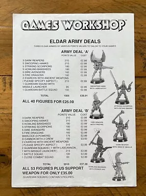 Games Workshop Mail Order Eldar Flyer Poster GW Citadel Miniatures Vintage • £8.71
