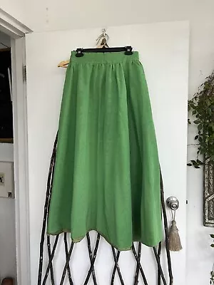 VTG 70s YSL Yves Saint Laurent Rive Gauche Green Full Length Skirt Size 38 • $105