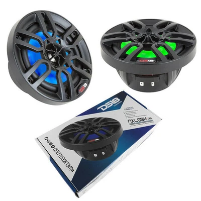 $159.95 • Buy 6.5  Black Marine Power Sport RGB LED Speakers 600 Watt IP65 DS18 Hydro NXL6BK