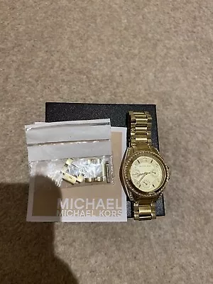 MICHAEL KORS Ladies Blair Gold Crystal Wristwatch MK-5166 Needs Battery • £49.99