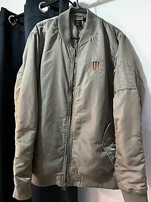 Monster Java Energy Bomber Jacket - Mocha Brown - Adult Size Large - Rare Jacket • $50