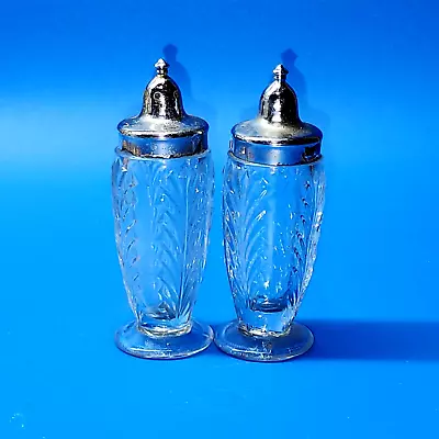 Vintage JEANNETTE GLASS Oil Vinegar Salt Pepper Shakers - MATCHED Set Of 4 • $28.97