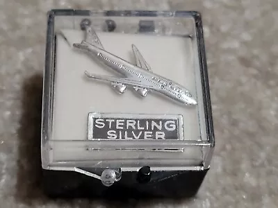 BOEING 747-400 Sterling Silver Tie Tack OLD SCHOOL  NEW OLD STOCK; NEVER USED • $9.99