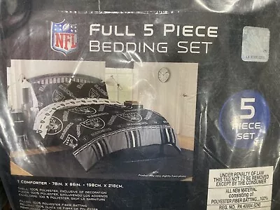 NWT Las Vegas Raiders 5 Pc Full Bedding Comforter Sheet Pillowcase Set NFL • $65.99