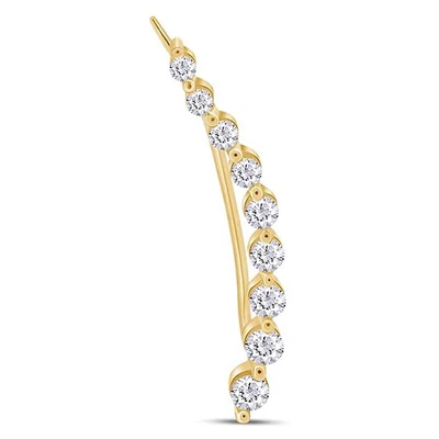 $33.96 • Buy Floating Curved Bar One Piece Left Ear Crawler Earrings 925 Silver