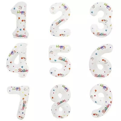 White Foil Number Balloon Birthday Party Printed Happy Birthday 81cm/inch • $5.50