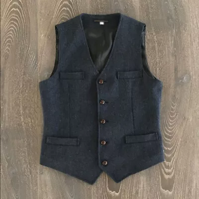 Retro Mens Wool Blend Waistcoat Tweed Herringbone Gilet Suit Vests Business Coat • $36.26