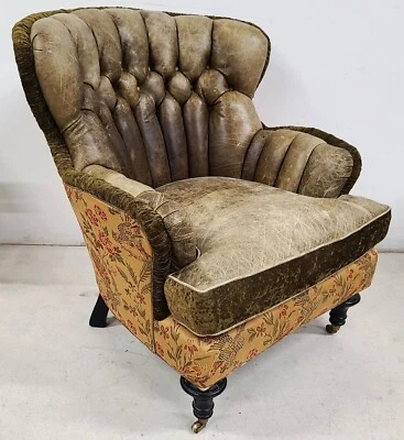 $3995 • Buy Leather Wingback Library Reading Chair By CAROL HICKS BOLTON For E J VICTOR