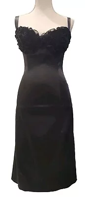 Wheels And Dollbaby RARE Wiggle Dress Size 3 (10) Stretch  Fetish Black Satin  • $89