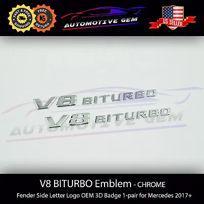 $21.49 • Buy V8 BITURBO Fender Side AMG Emblem Chrome Logo Badge Mercedes C63 E63 G63