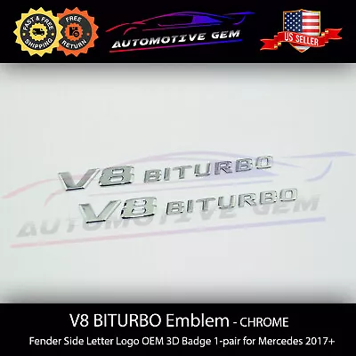 $21.49 • Buy V8 BITURBO Fender Side AMG Emblem Chrome Logo Badge Mercedes C63 E63 G63