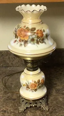 Vintage L&L WMC 3-Way GWTW Hurricane Parlor Floral 18  T Electric Lamp • $30