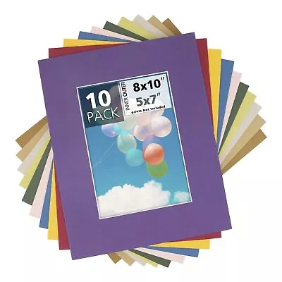 Mat Board Center Pack Of 10 8x10 Mixed Colors White Core Picture Mats Matte... • $18.06