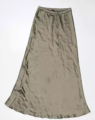 Marks And Spencer Womens Green Polyester Maxi Skirt Size 8 Drawstring • £5