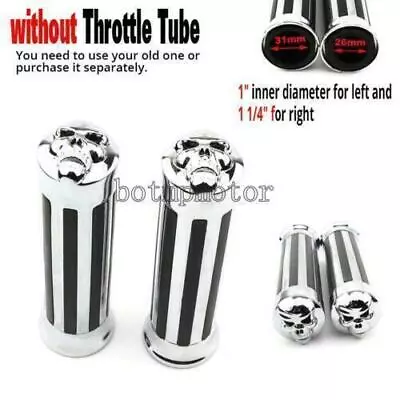 $35.40 • Buy Chrome Skull Handlebar Hand Grips For Yamaha V Star XVS 650 950 1100 1300