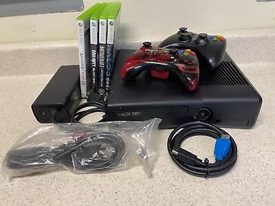 Microsoft Xbox 360S  Slim 4/20 GB Bundle Model 1439 2 Controllers 4 Games • $74.95