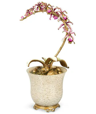 $3389.99 • Buy Jay Strongwater Mariah Orchid Enamel Flower Pot Swarovski Crystal 19  W/ Box