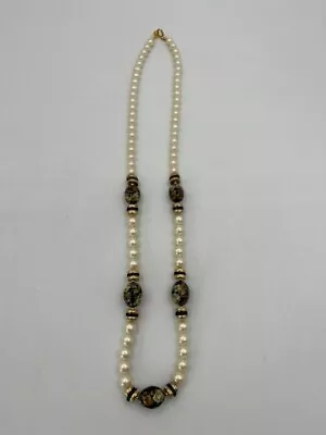 Vintage  Japan Single Strand Faux Pearl  Beaded Necklace • $13.60