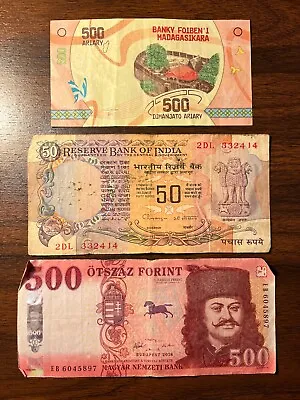 Collection Of 3 Mixed World Banknotes Circulated Currency Foreign Paper Money • $5.30