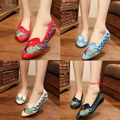 £19.15 • Buy New Womens Embroidered Shoes Chinese Vintage Cloth Shoes Flats Floral Loafers