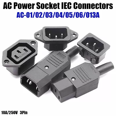 AC 10A/250V IEC Male Female Mains Power Plug/Socket Adapter Connectors 3 Pin PCB • $1.99