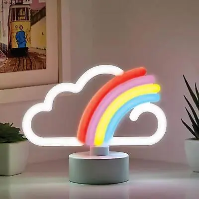 £14.57 • Buy Neon LED Light Rainbow Cloud Lamp Decorative Battery Lighting Night Light Stand