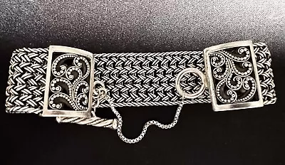 $349 • Buy Heavy LOIS HILL Sterling Silver Woven WIDE Toggle Bracelet  56-grams 7-1/2”