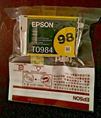 $3.69 • Buy NEW SEALED Epson Yellow 98 Ink Cartridge T0984 Artisan GENUINE OEM No Box