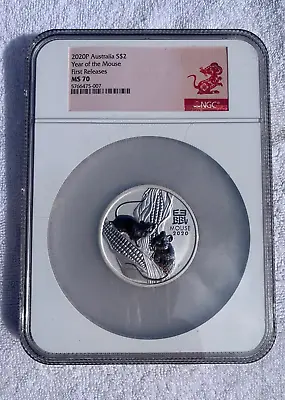 2020 P Australia $2 Lunar Year Of The Mouse 2oz Silver Coin NGC MS70 FR #007 • $189