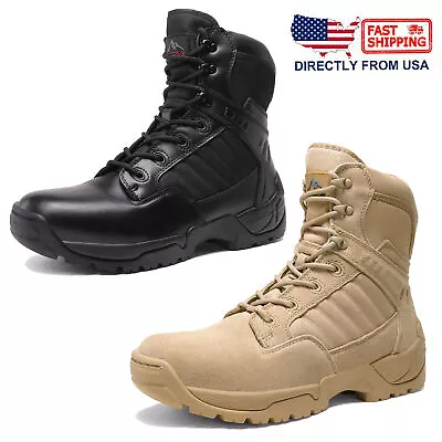 Men's Tactical Boots Work Combat Boots Military Hiking Boots Leather Boots • $47.99