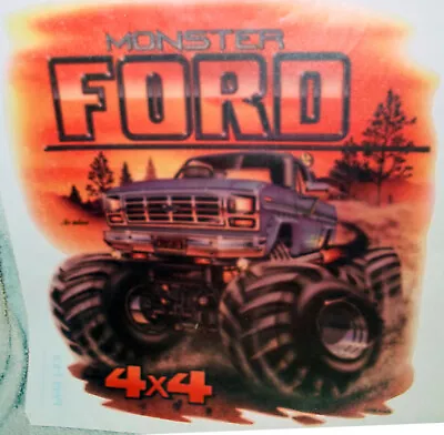 Ford 4x4 Monster Truck  Vintage 80's  T-Shirt Transfer • $9.95