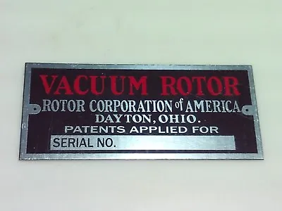 Vacuum Rotor Motor Reproduction Nameplate • $12