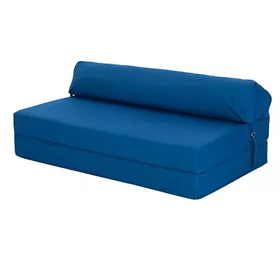 Loft 25 Blue Fold Out Double Size Z Bed Mattress Folding Guest Sofa Seat Futon • £96.97