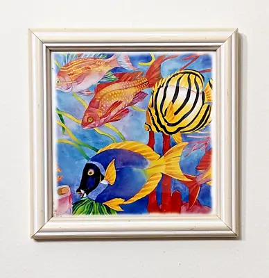 Vintage Barbara Wallace Fish Sea Life Framed Glass Art Print 7 X7  • $29.99